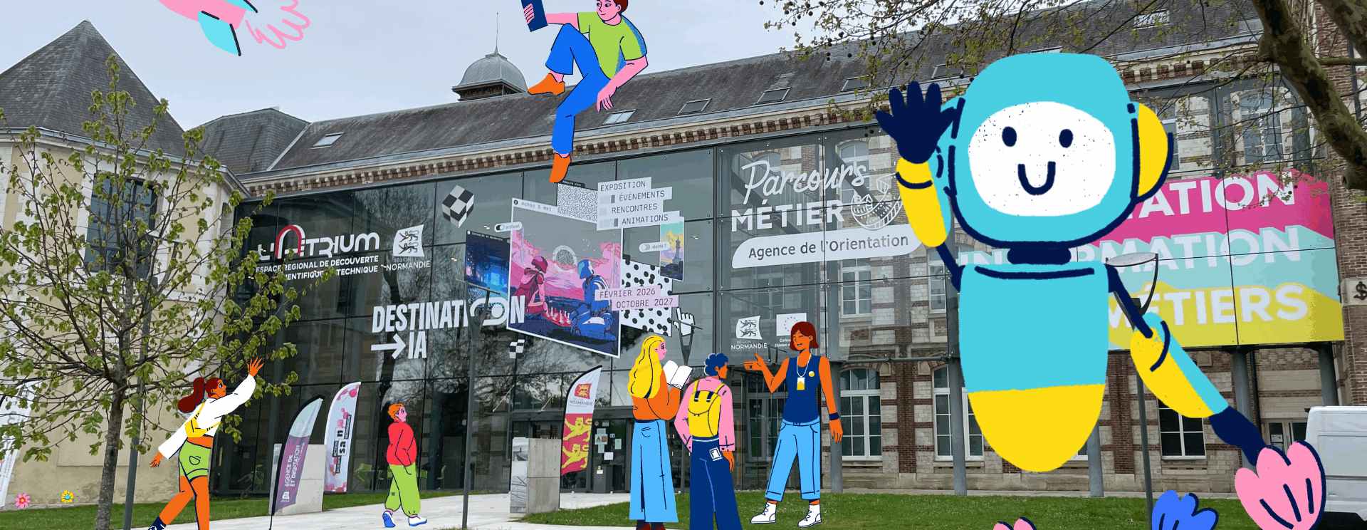 Bannière illustrative vacances printemps Atrium