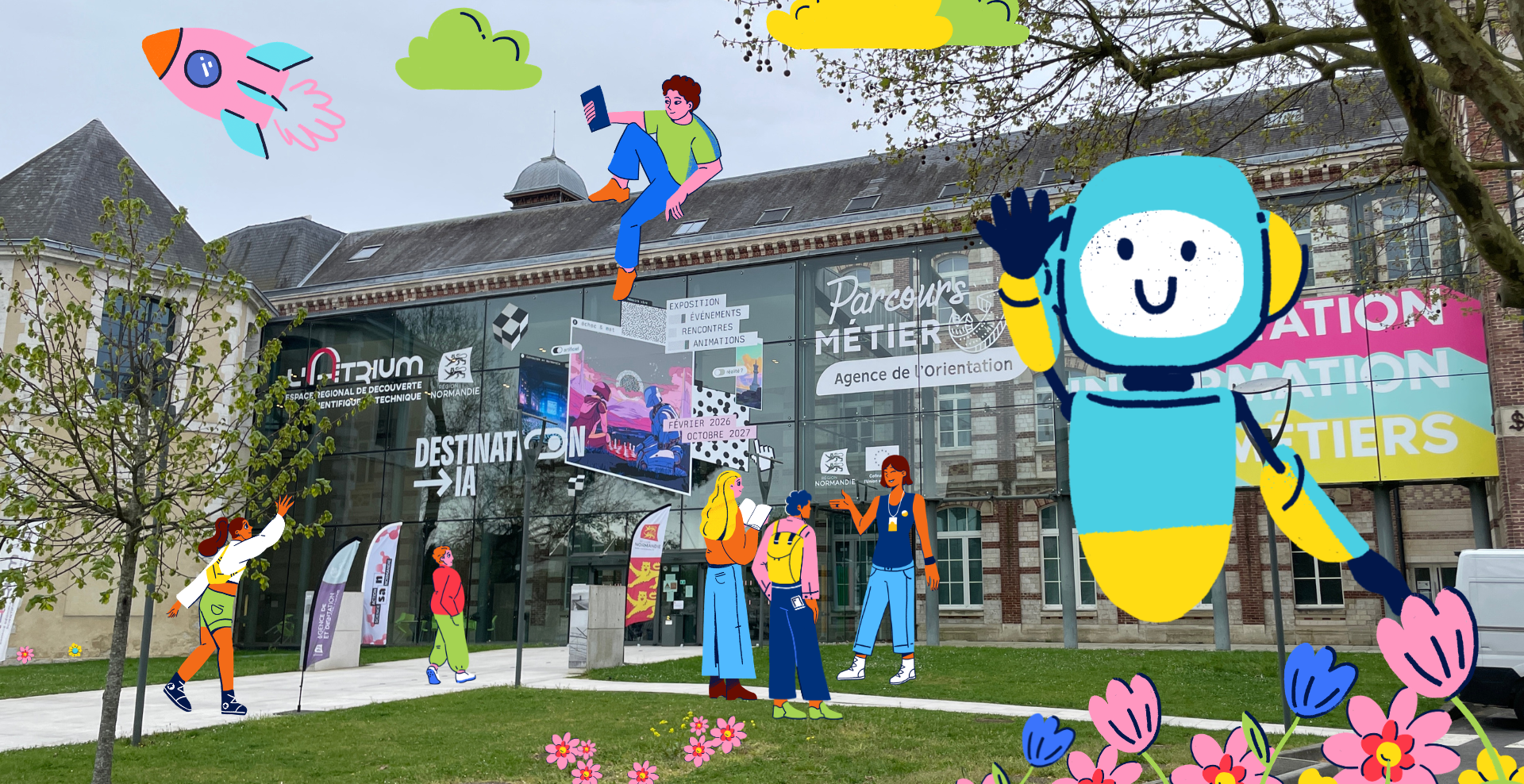 Bannière illustrative vacances printemps Atrium