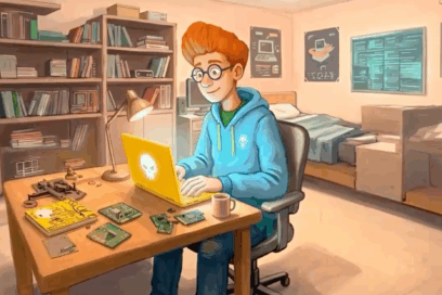 Un garçon dans sa chambre - Agrandir l'image, fenêtre modale