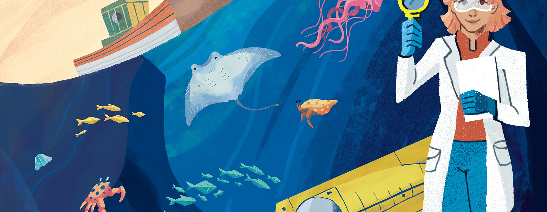 Visuel pour la mission SWOT de l'exposition Océan à l'Atrium