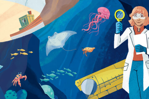 Visuel pour la mission SWOT de l'exposition Océan à l'Atrium