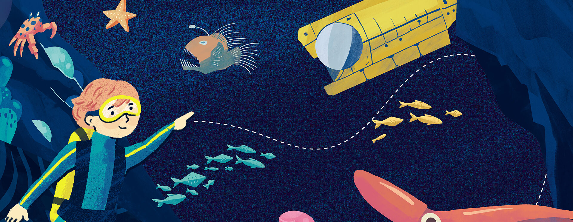 Visuel pour la visite contée de l'exposition Océan à l'Atrium